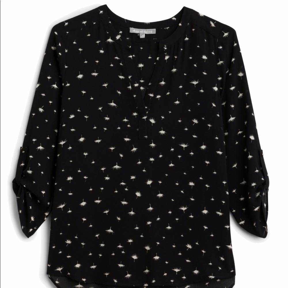 West Kei Black Allan Surplice Roll-Tab High Low Blouse